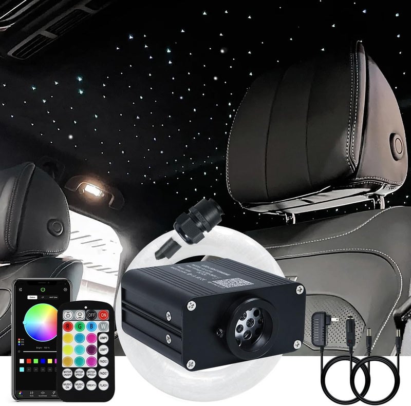 AKEPO 16W Small Size RGBW Twinkle Fiber Optic Lights kit, 200pcs 0.03in 9.8ft/3m Optical Fiber + APP Control+ Music Activated Starlight Headliner Kit for Car/Star Ceiling Light for Home - Image 1